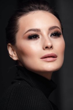 Kirpik makyaj. Kadın güzellik yüz siyah uzantıları Lashes