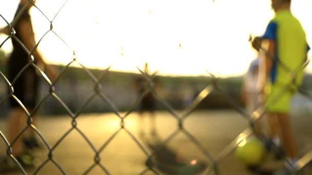 Children Playing Football Sunshine Day Village Slow Motion — Stock Video