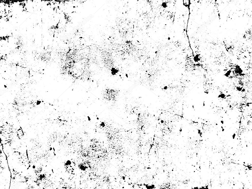 A black and white vector texture of distressed, urban, grungy concrete with aged and weathered damage.Great as a background or for grunge effects. The vector file has a background fill layer and a texture layer to enable rapid color scheme changes.