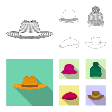 Şapkalar ve kap simgesi yalıtılmış nesne. Şapkalar ve web için aksesuar hisse senedi simgesi.