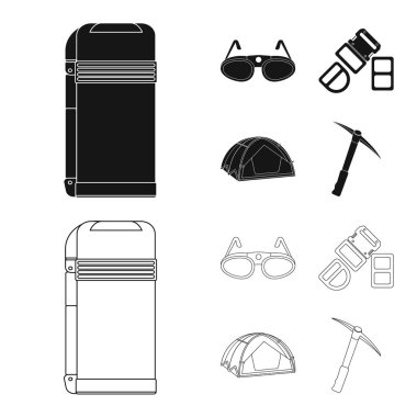 Tırmanışla ve tepe logo vektör Illustration. Dizi tırmanışla ve kamp hisse senedi vektör çizim.