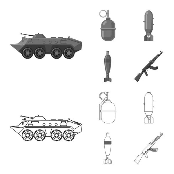 Vektor Illustration Vapen Och Gun Tecken Samling Vapen Och Armén — Stock vektor