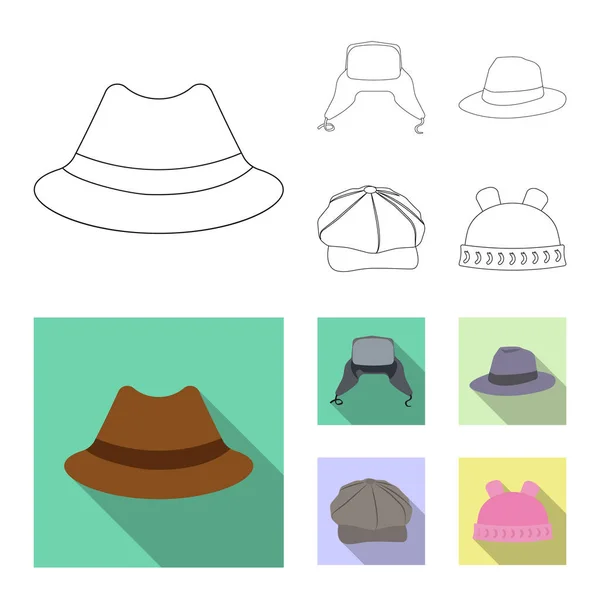 Conception vectorielle du couvre-chef et de l'icône du chapeau. Jeu de headwear et accessoire illustration vectorielle de stock . — Image vectorielle