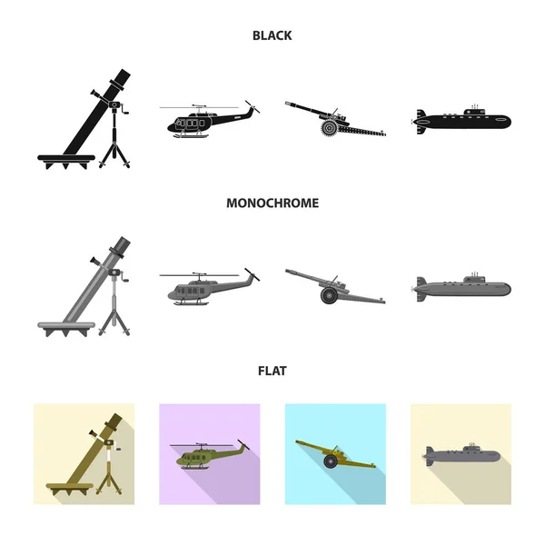 Ilustración vectorial del arma y el logotipo del arma. Colección de armas y ejército símbolo de stock para la web . — Vector de stock