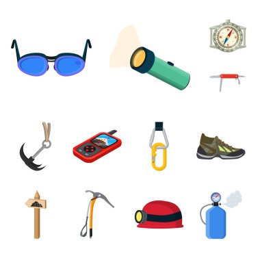 Tırmanışla ve tepe simge vektör tasarımı. Dizi tırmanışla ve web için kamp hisse senedi simgesi.