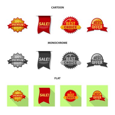 Amblem ve rozet logosu yalıtılmış nesne. Web için amblem ve etiket hisse senedi simgesi kümesi.