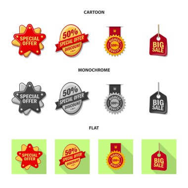 Amblem ve rozet simge vektör tasarımı. Web için amblem ve etiket hisse senedi simgesi kümesi.