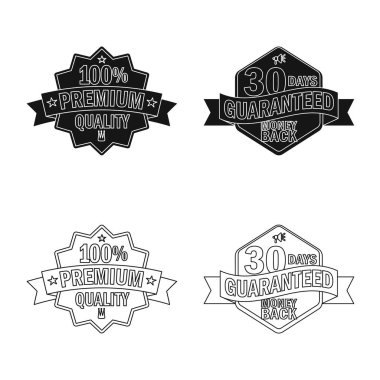 Amblem ve rozet simge yalıtılmış nesne. Hisse senedi için amblem ve etiket vektör simge topluluğu.