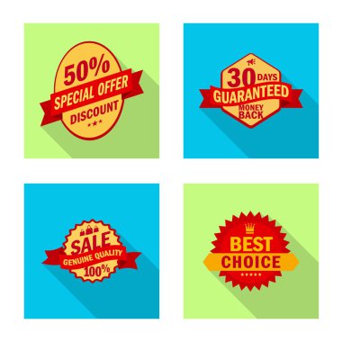 İllüstrasyon işareti amblemi ve rozet vektör. Amblem ve etiket stok vektör çizim seti.