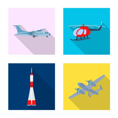 Uçak ve taşıma simge vektör Illustration. Web için uçak ve gökyüzü hisse senedi simgesi kümesi.