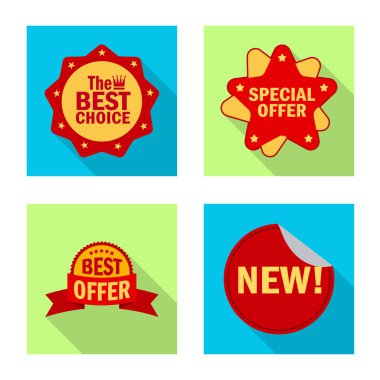 Bir amblem ve rozet işaret tasarım vektör. Hisse senedi için amblem ve etiket vektör simge kümesi.