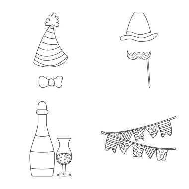 Parti ve Doğum günü simge vektör Illustration. Hisse senedi için kutlama ve parti vektör simge kümesi.