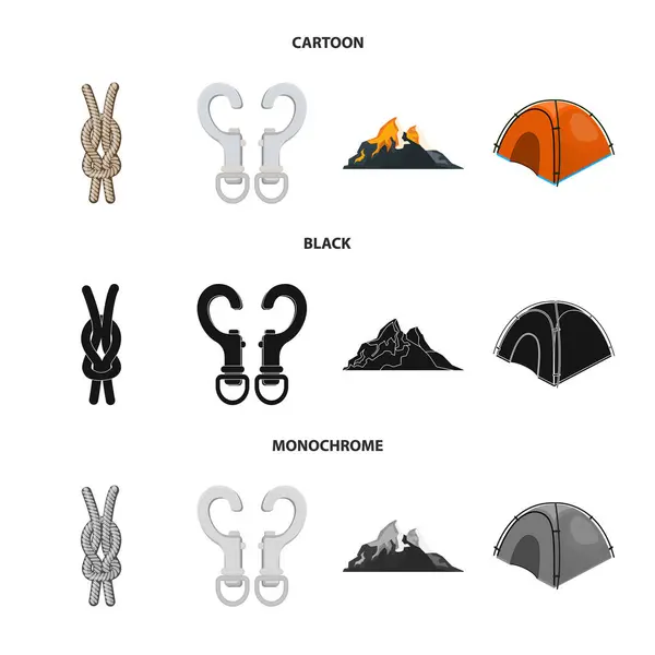 Oggetto isolato di alpinismo e simbolo di picco. Set di alpinismo e campo simbolo stock per il web . — Vettoriale Stock
