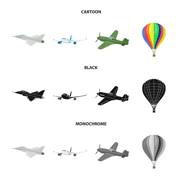 Vektorillustration Des Flugzeugs Und Des Transportsymbols Sammlung Von Flugzeug Und — Stockvektor