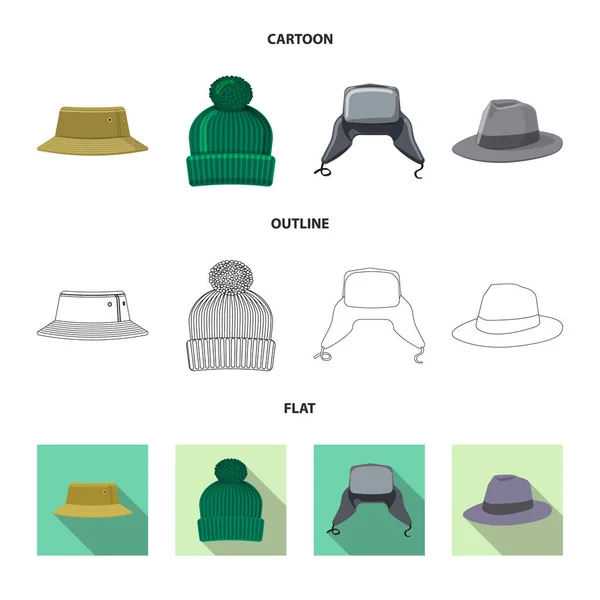 Projeto vetorial de headwear e logotipo da tampa. Coleção de chapéus e acessórios ilustração vetorial . —  Vetores de Stock