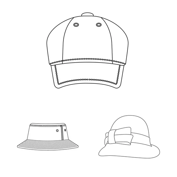 Objeto isolado de headwear e ícone de boné. Conjunto de chapéus e acessórios ilustração vetorial . — Vetor de Stock