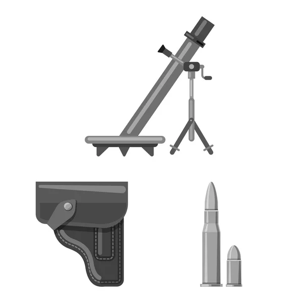 Vektor-Illustration von Waffe und Gewehrzeichen. Sammlung von Waffen- und Armeesymbol für das Web. — Stockvektor