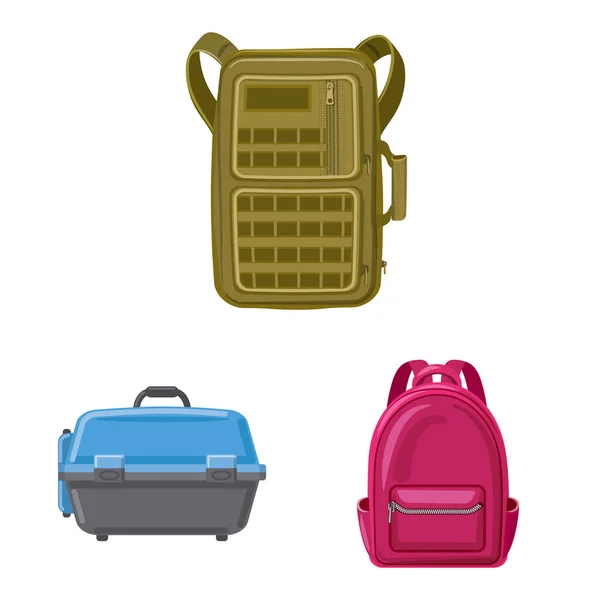 Векторная иллюстрация логотипа чемодана и багажа. Набор символов чемодана и путевого запаса для паутины . — стоковый вектор