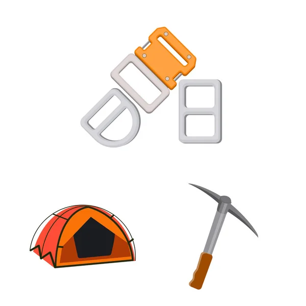 Objet isolé d'alpinisme et symbole de crête. Collection d'alpinisme et symbole de stock de camp pour le web . — Image vectorielle