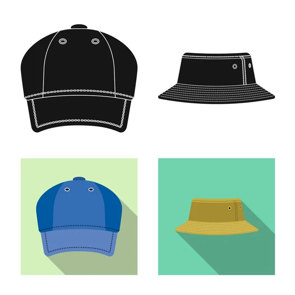 Objeto aislado de la cabeza y el icono de la tapa. Colección de ropa de cabeza y accesorio stock vector ilustración . — Vector de stock