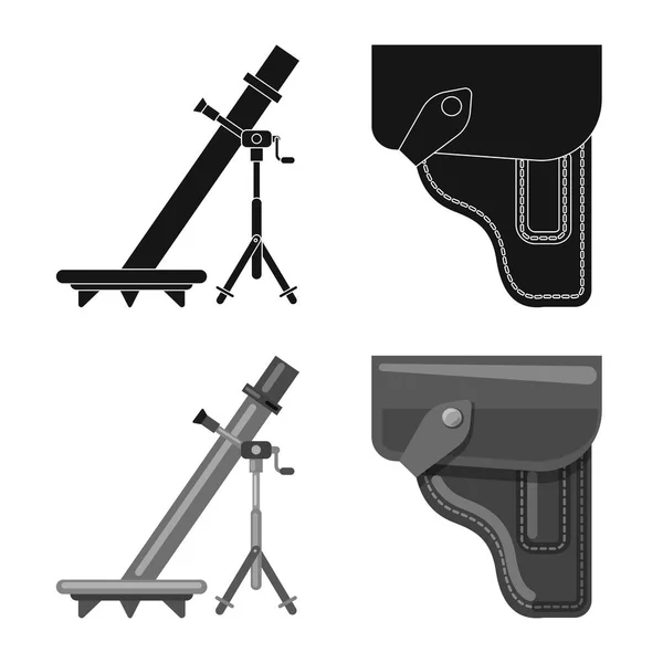 Geïsoleerde object van wapen en pistool logo. Set van wapen en leger vector pictogram voor voorraad. — Stockvector