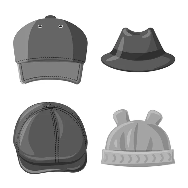 Vektor desain headwear dan ikon cap. Kumpulan dari headwear dan aksesori simbol stok untuk web . - Stok Vektor