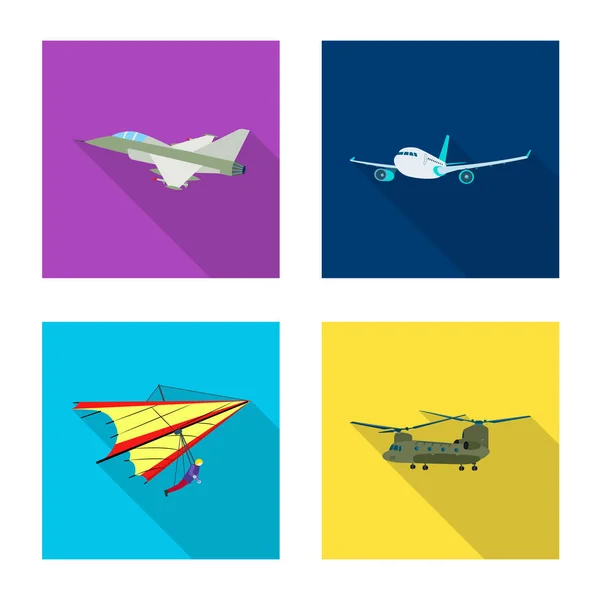 Изолированный объект самолета и транспортный логотип. Коллекция самолета и символа неба для веб . — стоковый вектор