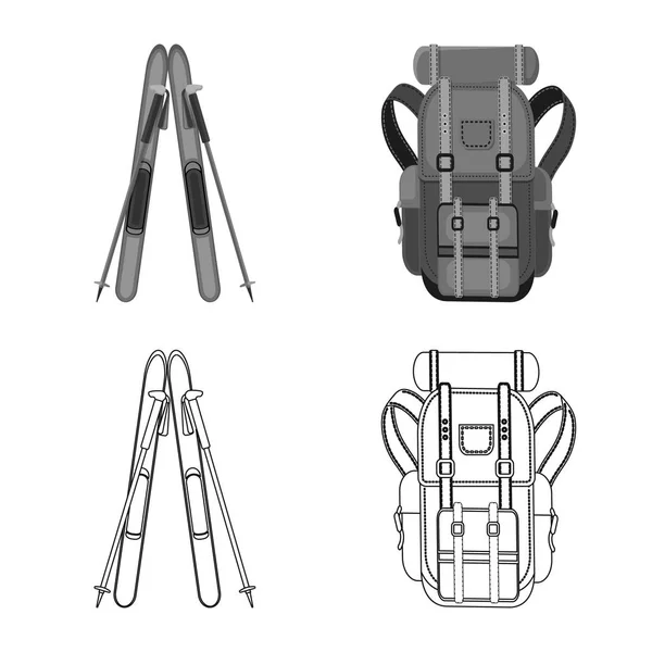 Изолированный объект альпинизма и символ пика. Набор векторных иллюстраций альпинизма и лагеря . — стоковый вектор