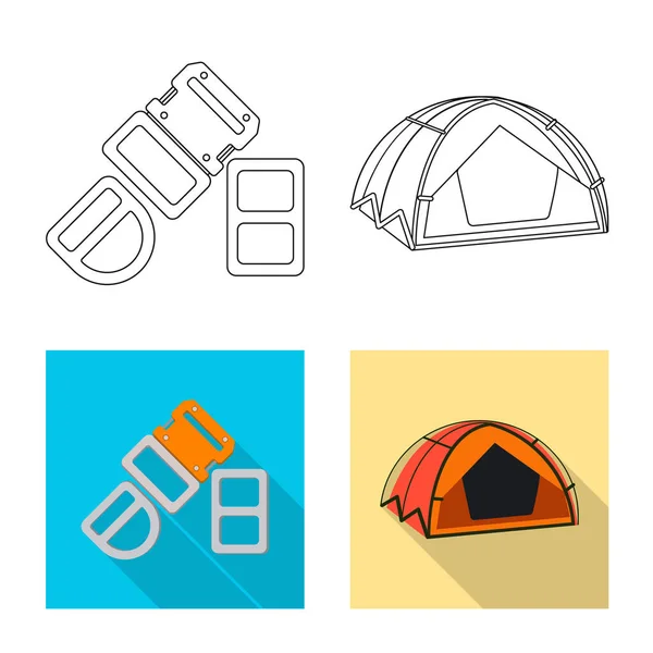 Vector illustration of alpinism and peak symbol. Set of alpinism and camp stock vector illustration. — Stock Vector