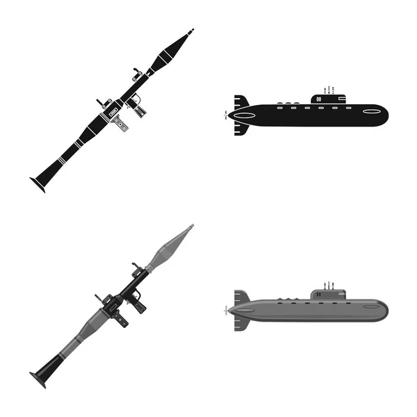 Isolerade objekt av vapen och pistol-ikonen. Uppsättning av vapen och armén vektor ikonen för lager. — Stock vektor