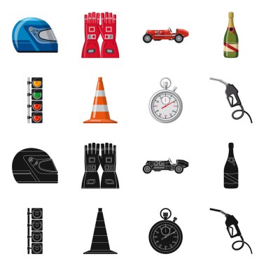 Araba ve ralli sembolü yalıtılmış nesne. Araba ve yarış hisse senedi vektör çizim topluluğu.