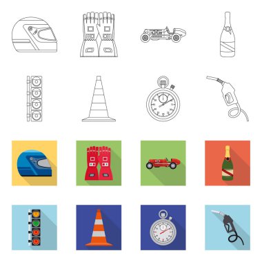 Araba ve ralli sembolü yalıtılmış nesne. Araba ve yarış hisse senedi vektör çizim seti.