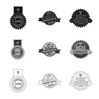 İllüstrasyon işareti amblemi ve rozet vektör. Amblem ve etiket hisse senedi simgesi için web topluluğu.