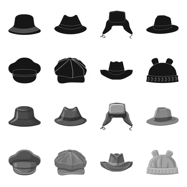 Objeto isolado de headwear e símbolo de boné. Conjunto de headwear e símbolo de estoque acessório para web . — Vetor de Stock