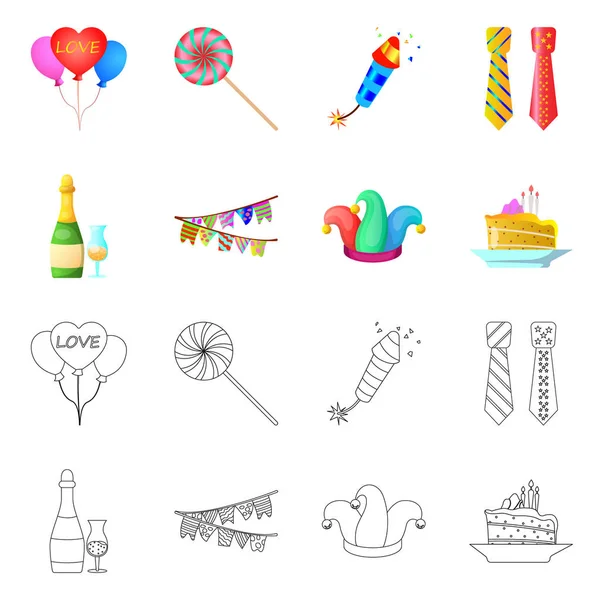 Ilustración vectorial del logotipo de fiesta y cumpleaños. Colección de fiesta y celebración símbolo de stock para la web . — Vector de stock
