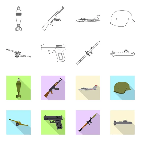 Vektor-Illustration von Waffe und Gewehrzeichen. Sammlung von Waffen- und Armeesymbol für das Web. — Stockvektor