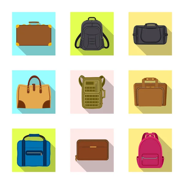가방과 수하물 로고의 벡터 디자인입니다. 주식에 대 한 가방과 여행 벡터 아이콘 세트. — 스톡 벡터