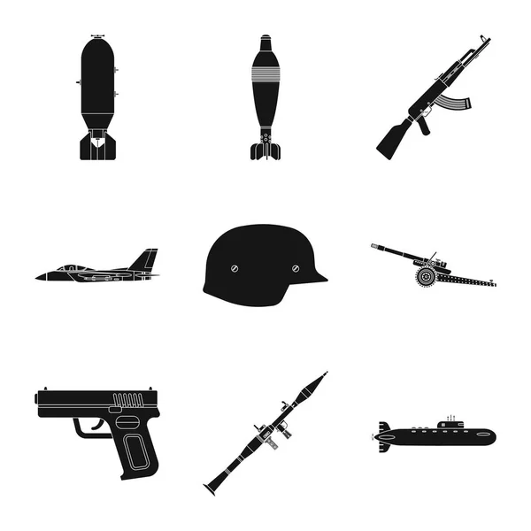 Objeto aislado de arma y símbolo de arma. Colección de armas y ejército stock vector ilustración . — Vector de stock