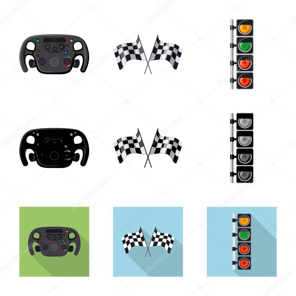 Vector design of car and rally logo. Collection of car and race vector icon for stock.