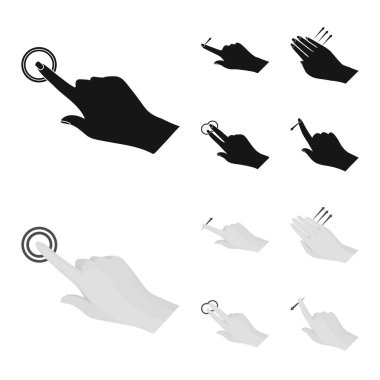 Dokunmatik ve el işareti yalıtılmış nesne. Dokunmatik ekran ayarla ve stok vektör çizim değmek.