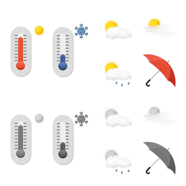 Illustrazione vettoriale del meteo e del logo meteo. Raccolta di immagini vettoriali relative alle condizioni meteorologiche e all'applicazione . — Vettoriale Stock