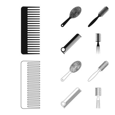 Fırça ve saç sembolü yalıtılmış nesne. Hisse senedi için fırça ve saç fırçası vektör simge kümesi.