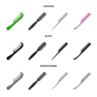 Fırça ve saç işareti vektör Illustration. Fırça ve saç fırçası hisse senedi vektör çizim seti.