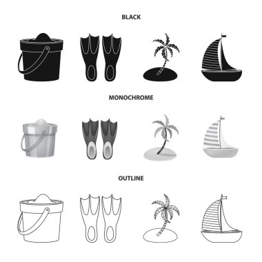 Ekipman ve yüzme simge vektör tasarımı. Ekipman ve etkinlik hisse senedi simgesi web için set.