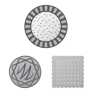 Bisküvi ve kek simge vektör tasarımı. Bisküvi ve çikolata hisse senedi simgesi web için kümesi.