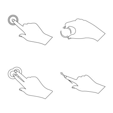 Dokunmatik ve el logo vektör tasarımı. Dokunmatik ekran ve dokunmatik hisse senedi vektör çizim topluluğu.
