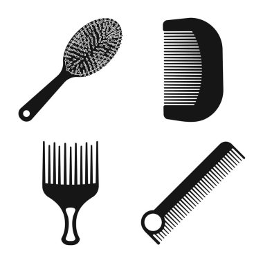 Fırça ve saç işareti yalıtılmış nesne. Web için fırça ve saç fırçası hisse senedi simgesi kümesi.