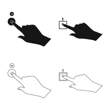 Dokunmatik ve el simgesi yalıtılmış nesne. Dokunmatik ekran ve dokunmatik hisse senedi simgesi için web topluluğu.