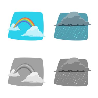 Hava ve İklim simge vektör Illustration. Hava ve bulut hisse senedi vektör çizim seti.