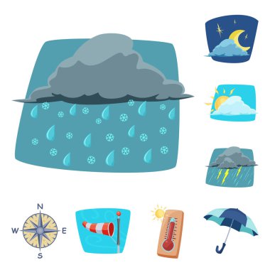 Vector design of weather and climate sign. Set of weather and cloud stock vector illustration. clipart
